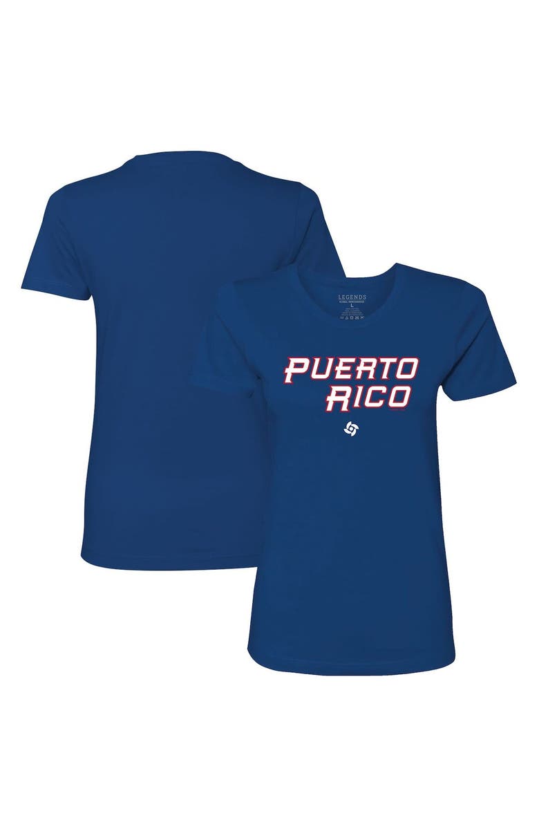 Legends Merchandise Women's LEGENDS Royal Puerto Rico Baseball 2023 World Baseball Classic Country T-Shirt, Alternate, color, 