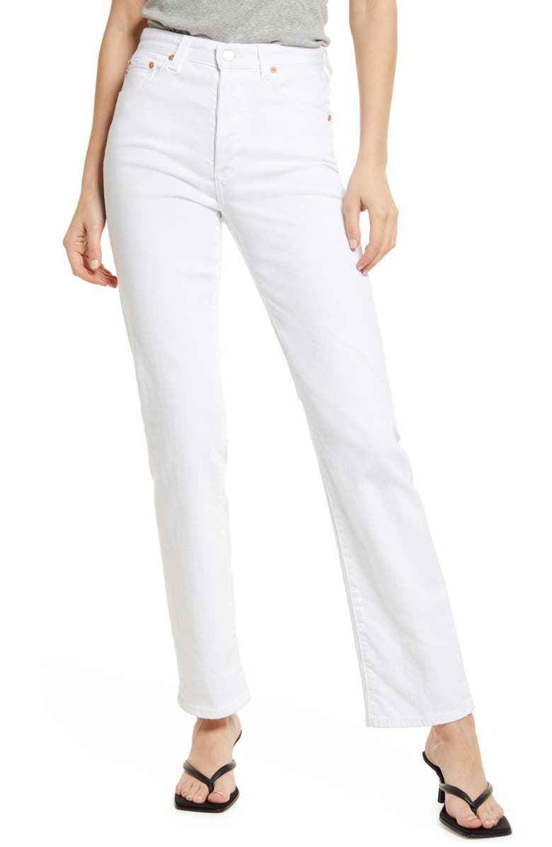 AG Alexxis High Waist Straight Leg Jeans, Main, color, Authentic White