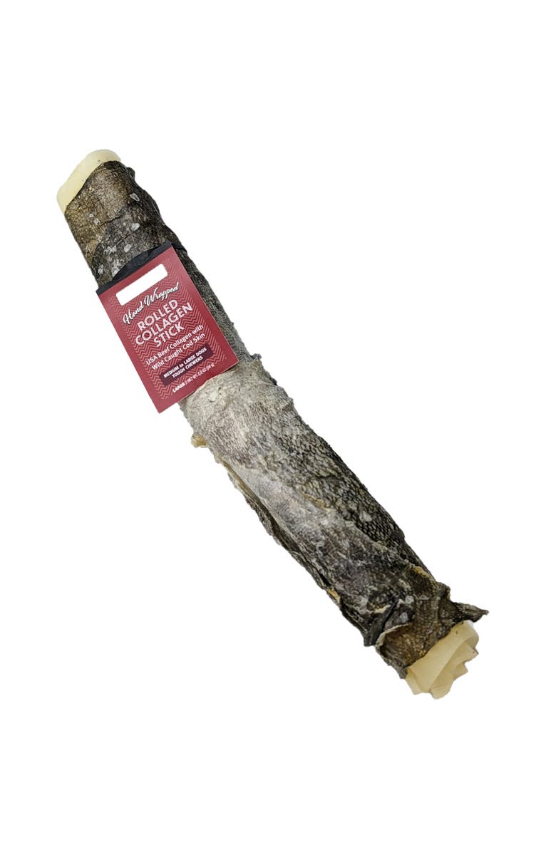 ICELANDIC+ Beef Rolled Collagen Stick with Wrapped Fish 8" Dog Treat, Main, color, Gray