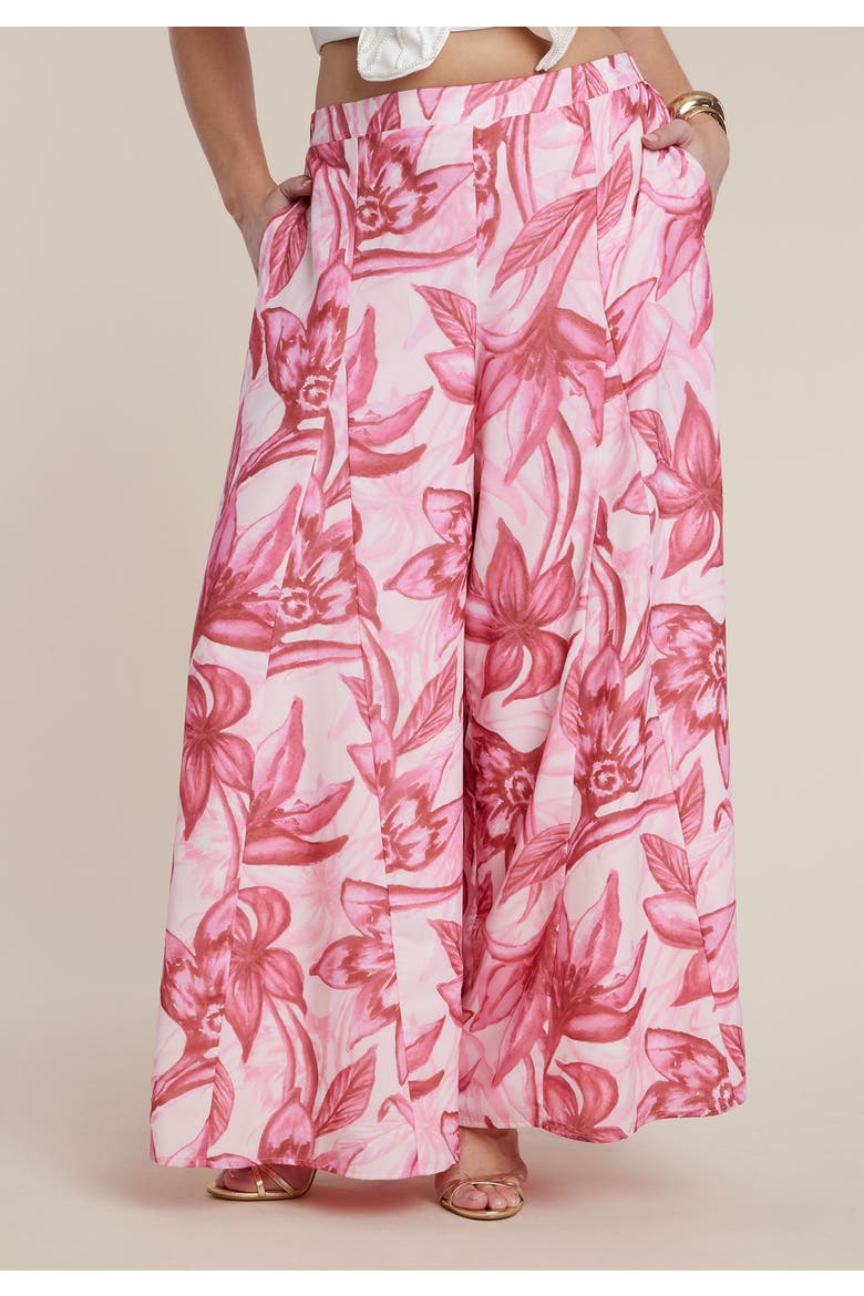 Patbo X Eloquii Wide Leg Godet Pants, Alternate, color, SAFFRON BLOOMS