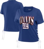 WEAR by Erin Andrews Women's WEAR by Erin Andrews Royal New York Giants Lace Up Side Modest Cropped T-Shirt