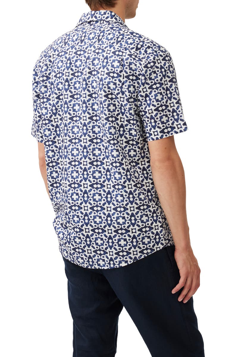 Rodd & Gunn Palliser Bay Linen & Cotton Short Sleeve Button-Up Shirt, Alternate, color, Indigo