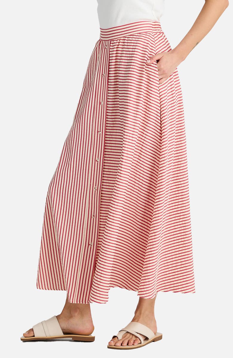 Brave+True Lucy Mixed Stripe Maxi Skirt, Alternate, color, White W Red Stripe