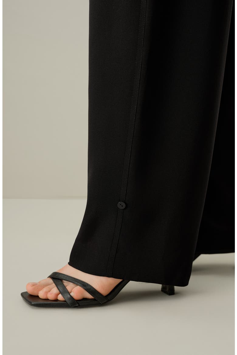 Women's Curved Seam Silk Crepe Pants, Alternate, color, Black