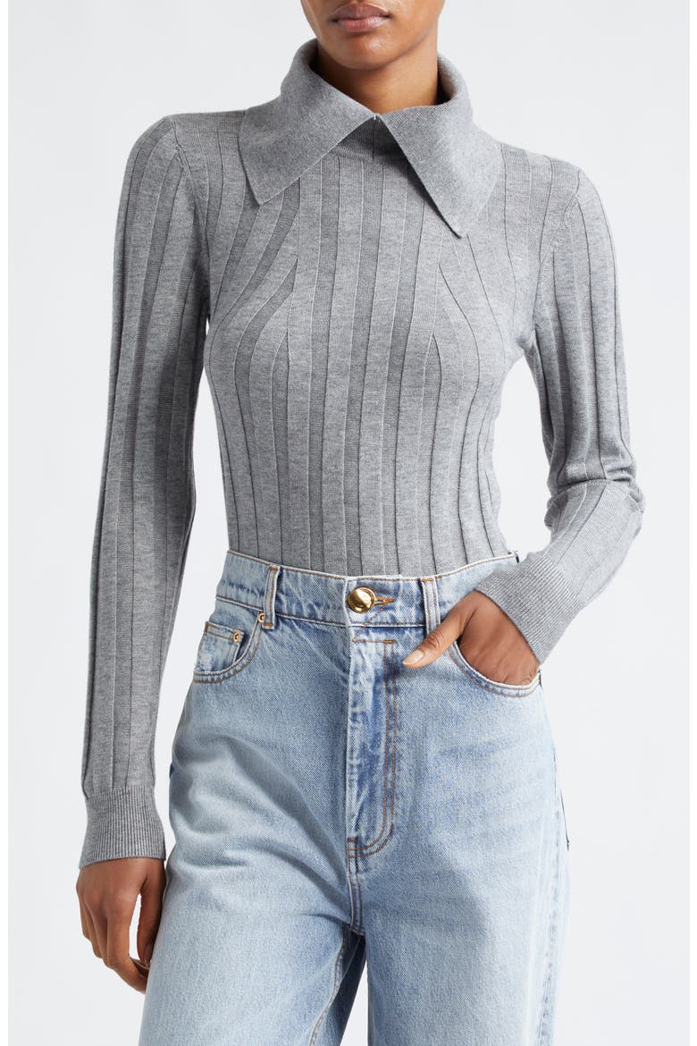 Winter Rib Collared Sweater, Main, color, GREY