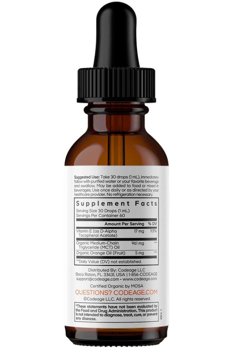 Liquid Vitamin E USDA-Certified Organic Supplement, Alternate, color, White