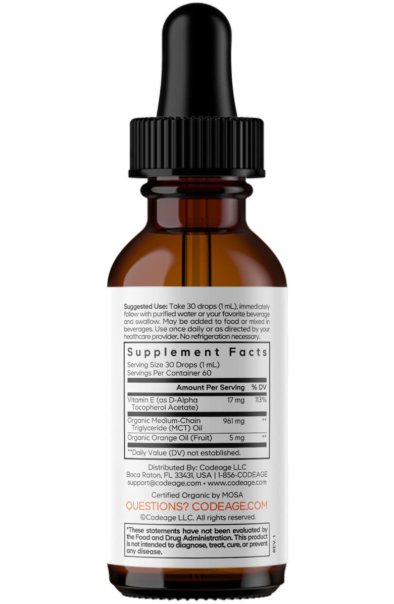 Codeage Liquid Vitamin E USDA-Certified Organic Supplement, Alternate, color, White