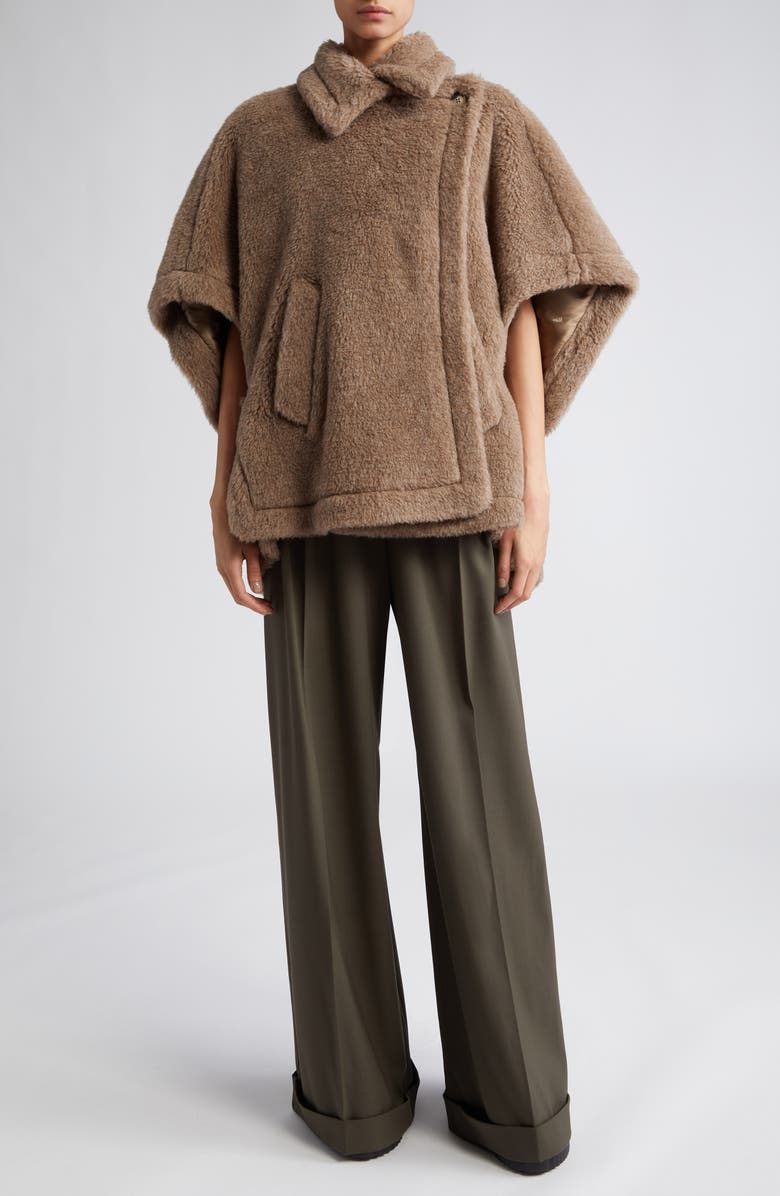 Max Mara Tebe Teddy Alpaca, Cashmere & Silk Cape, Alternate, color,