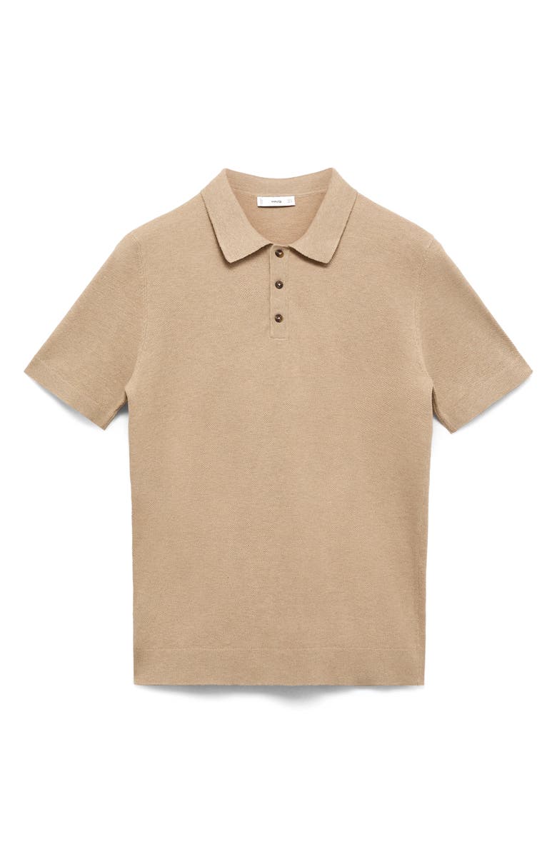 MANGO Band Collar Linen & Cotton Button-Up Shirt, Alternate, color, Beige