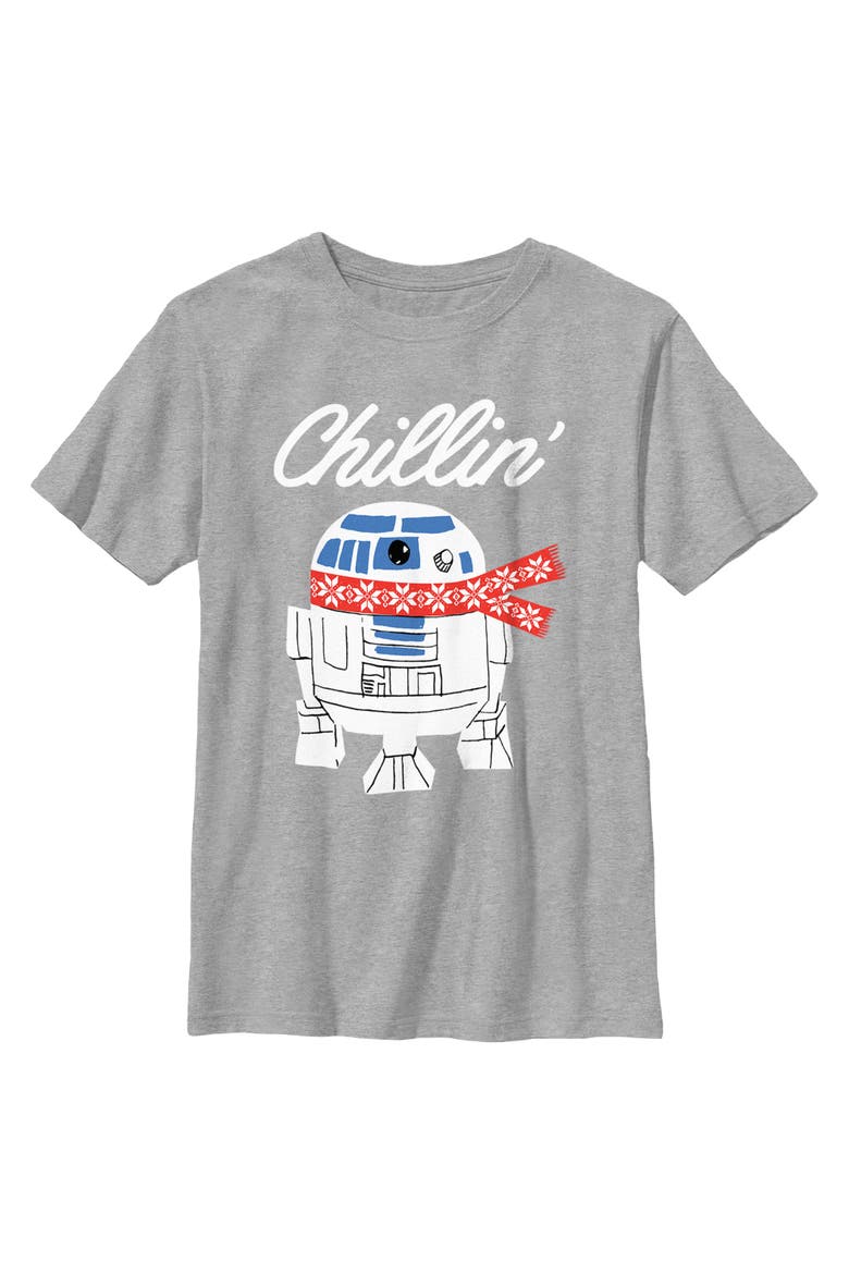 Boy's Star Wars Christmas Chillin R2-D2  Graphic T-Shirt, Main, color, Athletic Heather