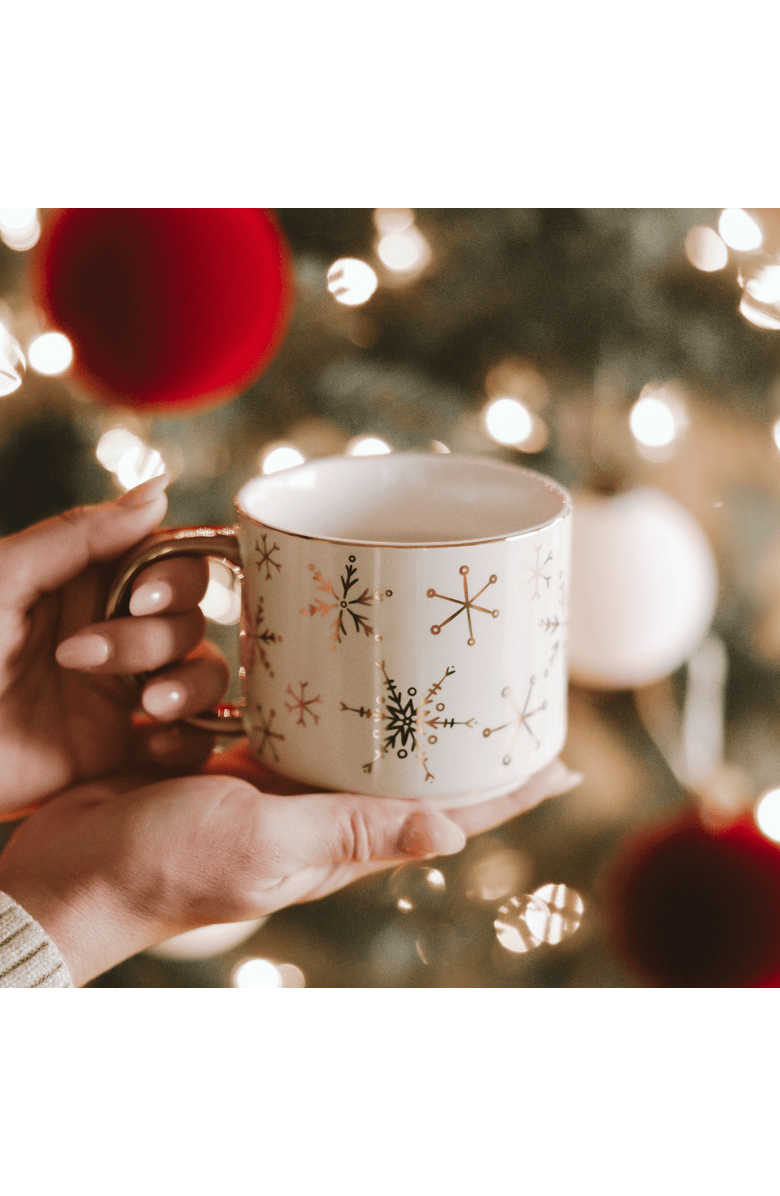 SWEET WATER DECOR Gold Handle Holiday Coffee Mug, Alternate, color, Gold Snowflakes