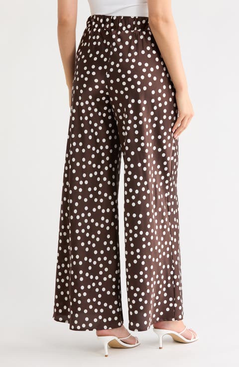 Polka Dot Satin Wide Leg Pants