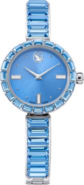 Swarovski Matrix Blue Baguette Crystal Bracelet Watch, 25mm