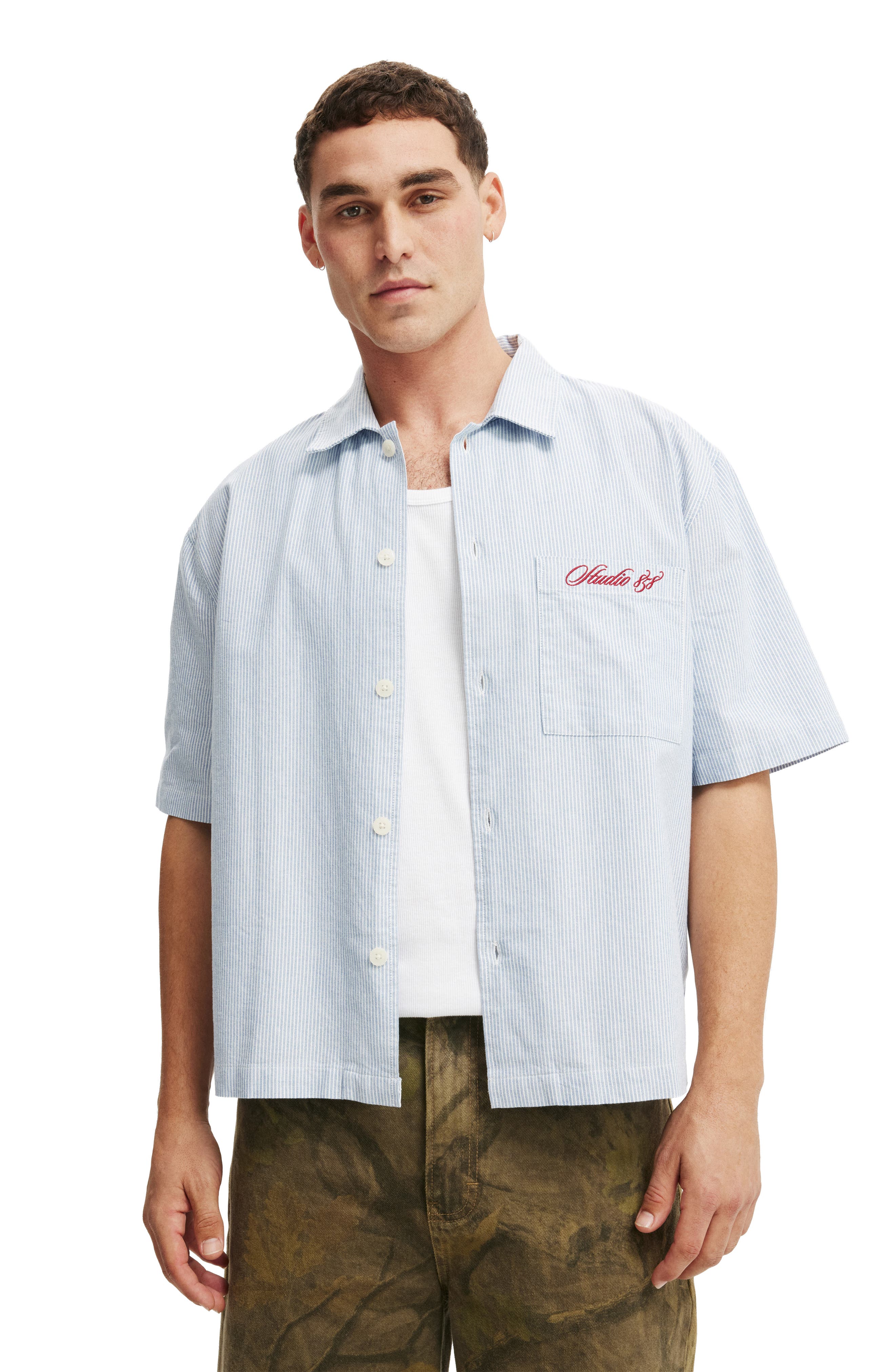 selected Blue Stripe Emb