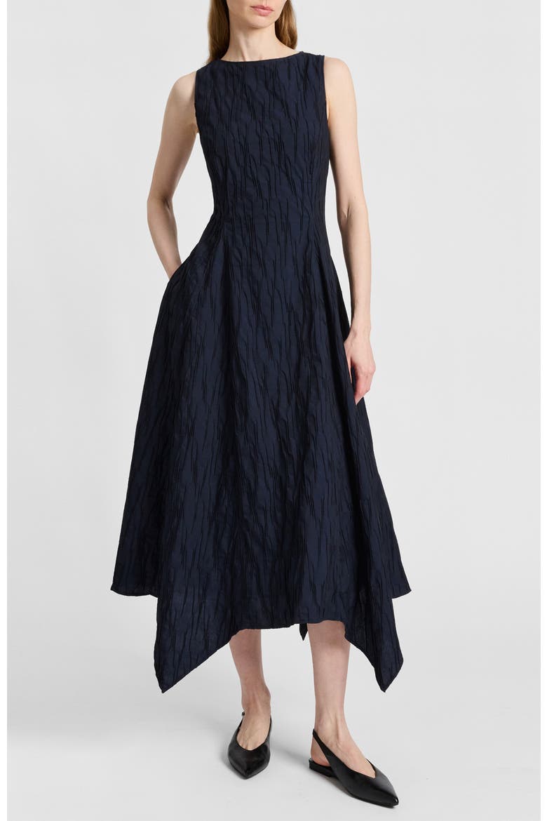 Palma Sleeveless Midi Dress in Abstract Jacquard, Main, color, MIDNIGHT