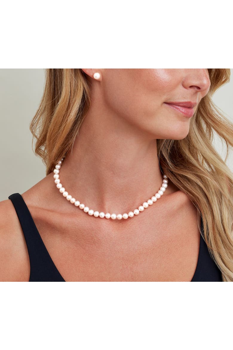 7.0-7.5mm Japanese Akoya White Pearl Necklace - AA+ Quality, Alternate, color, White Gold Clasp