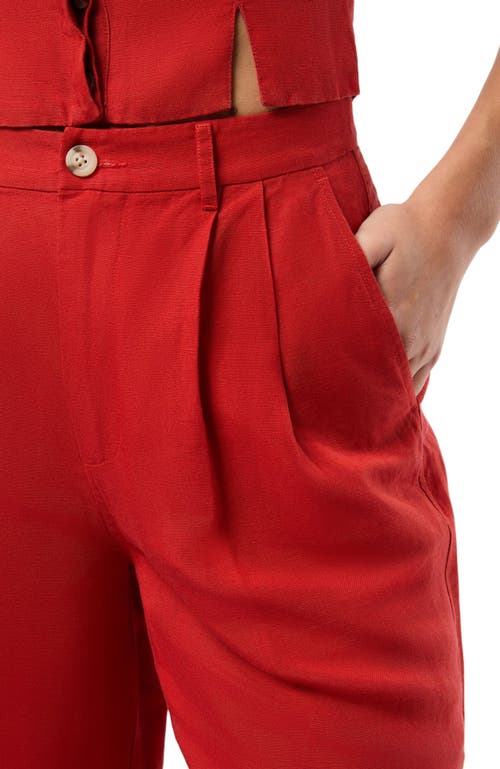 Onia Air Linen Pleated Trousers In Dark Red
