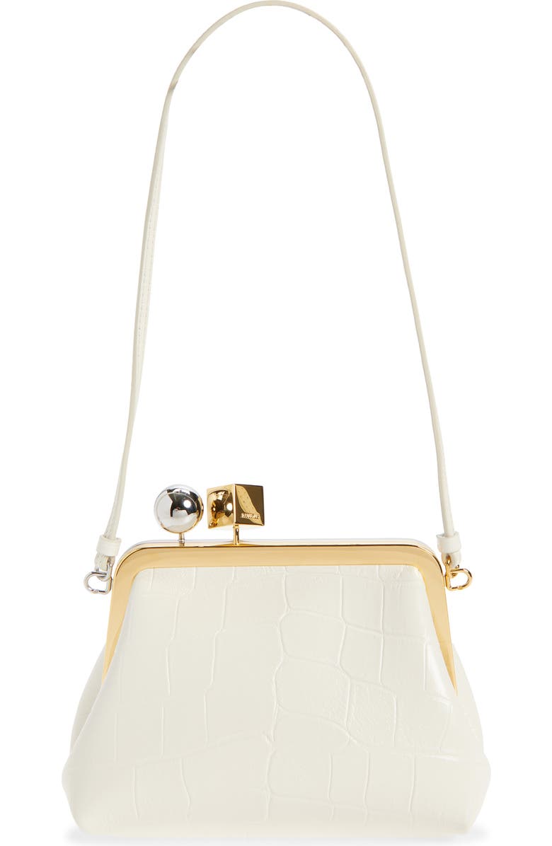 Jacquemus Le Berlingot Croc Embossed Leather Frame Shoulder Bag, Main, color, Light Ivory 115