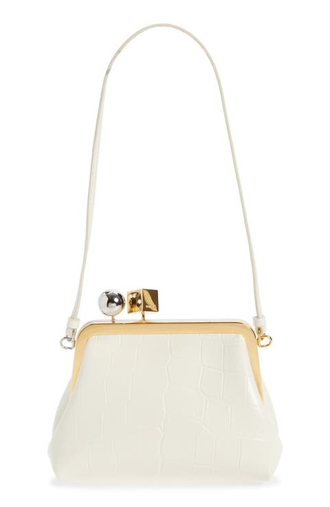 Le Berlingot Croc Embossed Leather Frame Shoulder Bag