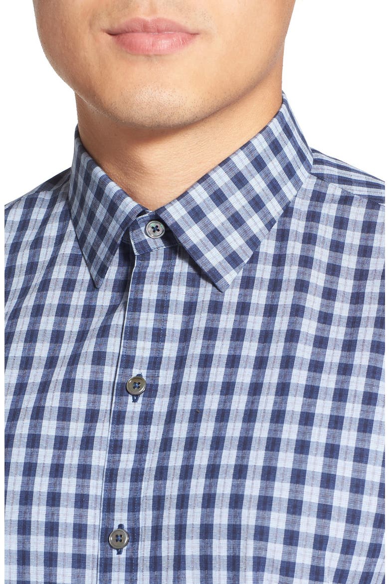 'Anthony' Trim Fit Check Sport Shirt, Alternate, color, NAVY