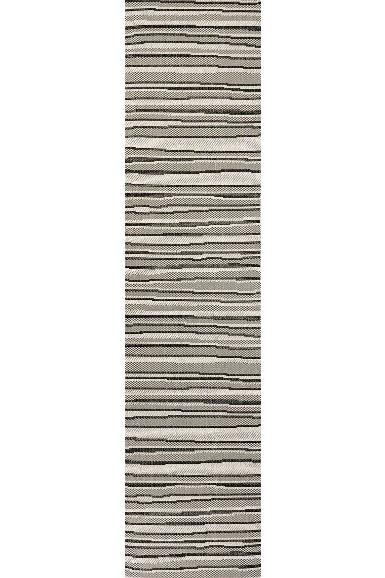 Castara Wavy Stripe Modern Indoor/Outdoor Area Rug, Alternate, color, Cream/Dark Gray