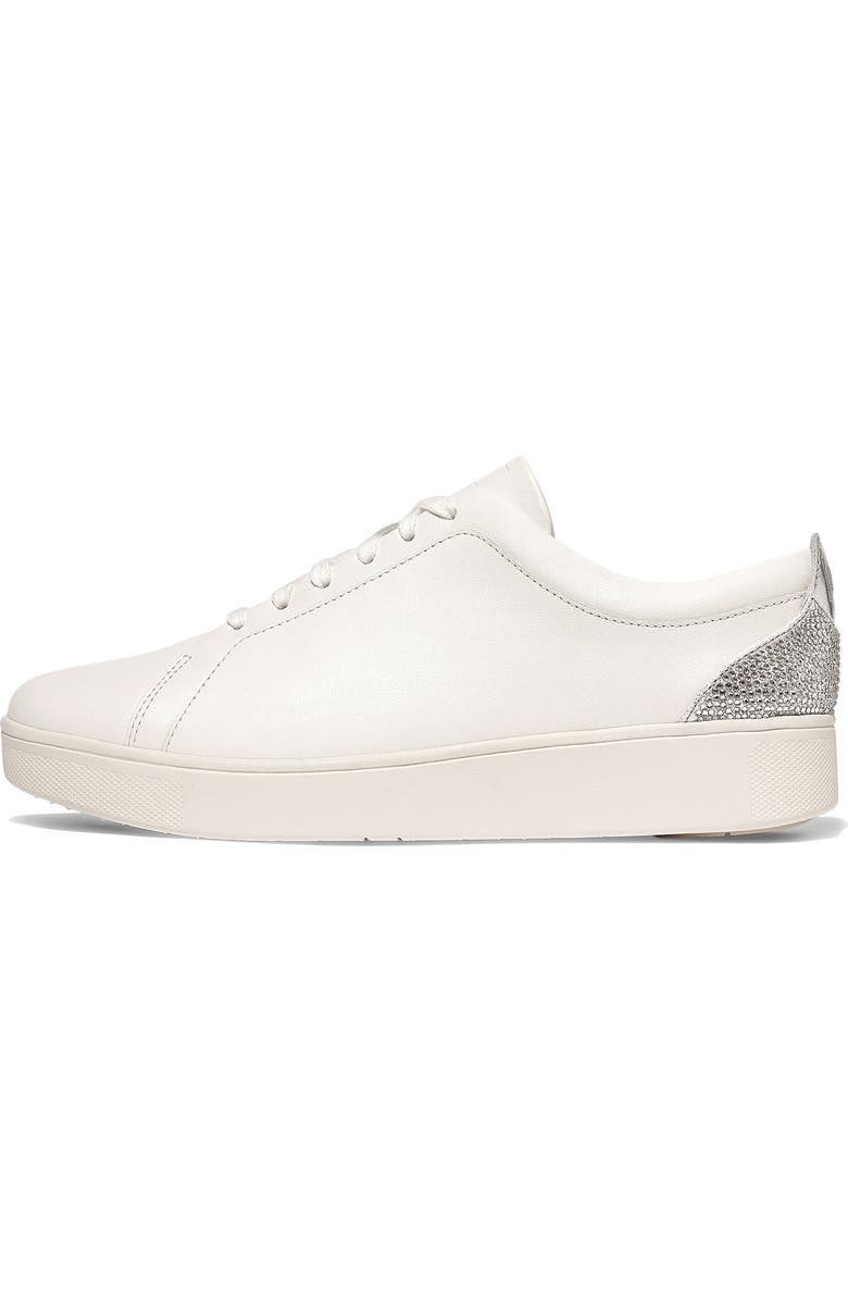 FitFlop Rally Crystal Backtab Leather Sneaker, Alternate, color, Urban White/ Silver
