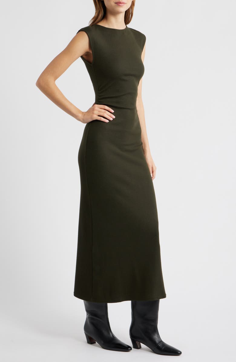 MANGO Baselia Fine Knit Midi Dress, Alternate, color, Khaki Green