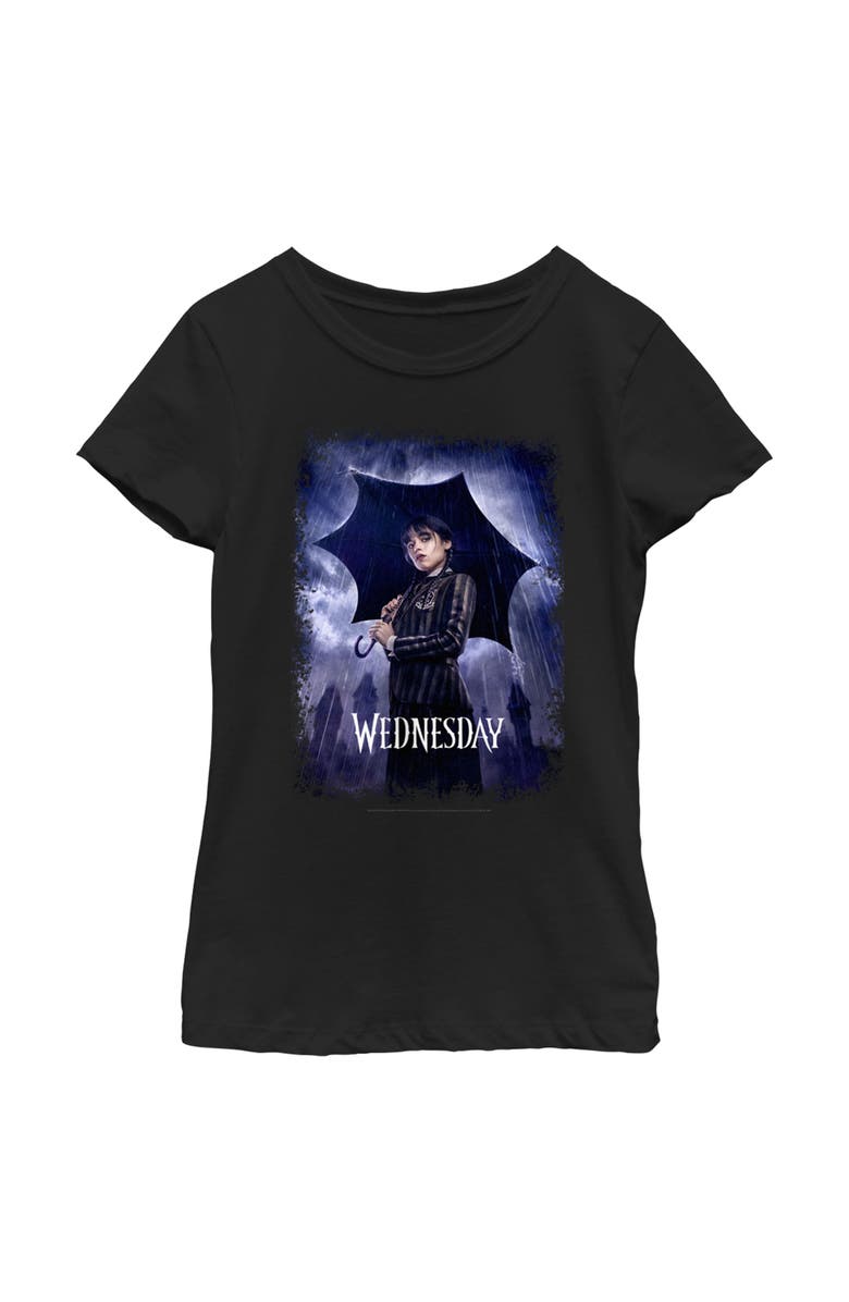 WEDNESDAY Girl's Wednesday Character Poster Graphic T-Shirt, Main, color, Black