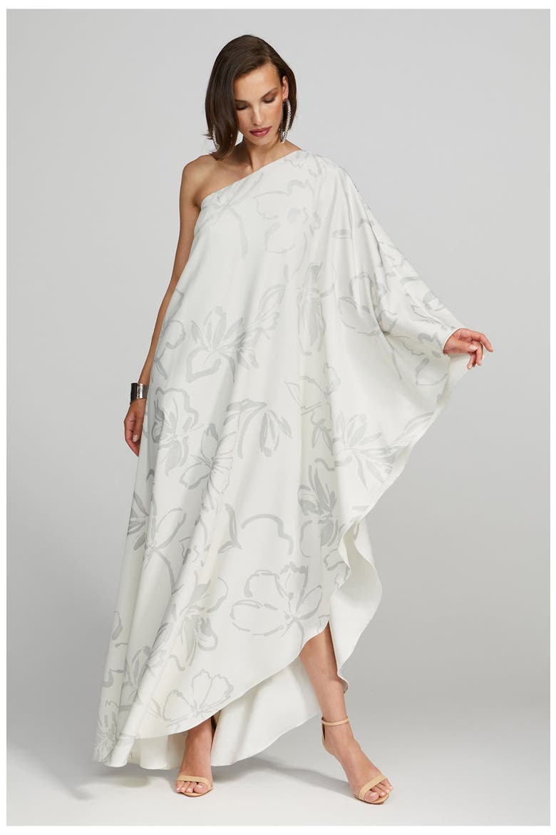 Nevean Caftain In Foil Crepe, Alternate, color, Inked Floral