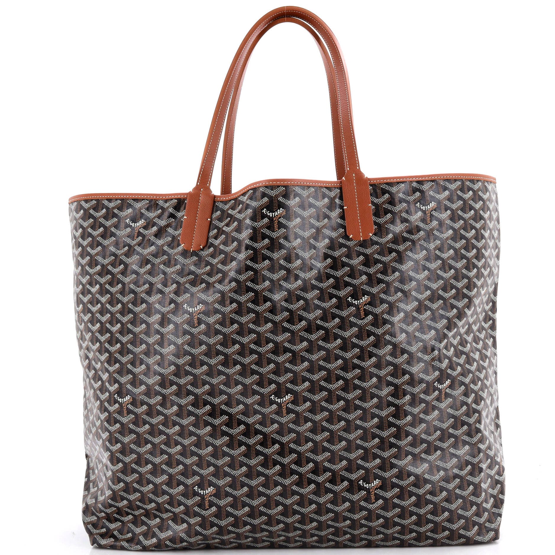 Pre-Owned Goyard Saint Louis Tote Coated Canvas XXL, Main, color, Brown