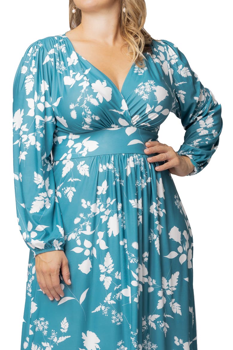Kelsey Long Sleeve Maxi Dress, Alternate, color, AQUA BLOOMS