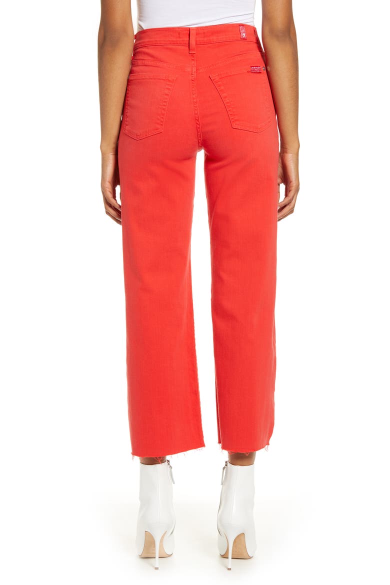 7 For All Mankind® Alexa High Waist Crop Wide Leg Jeans, Alternate, color, BRILLIANT RED