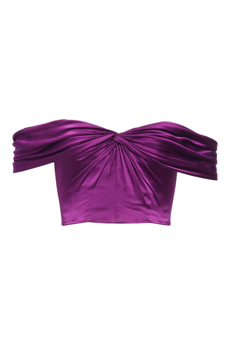 Winnie Silk Satin Off the Shoulder Top, Alternate, color, PURPLE