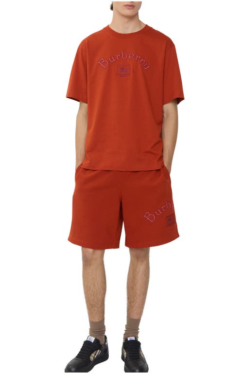 Burberry Gothic Logo Embroidered Shorts In Orange