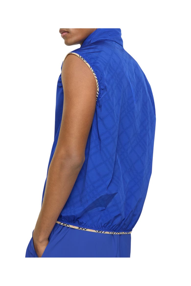 Check Trim Nylon Gilet, Alternate, color, Knight blue