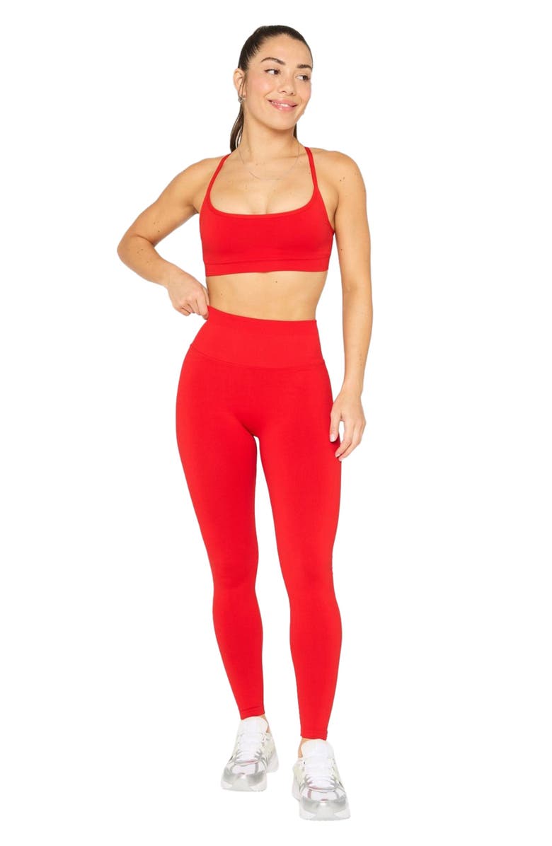 Fabletics Seamless Scrunch High-Waisted Legging, Alternate, color, Heated Red