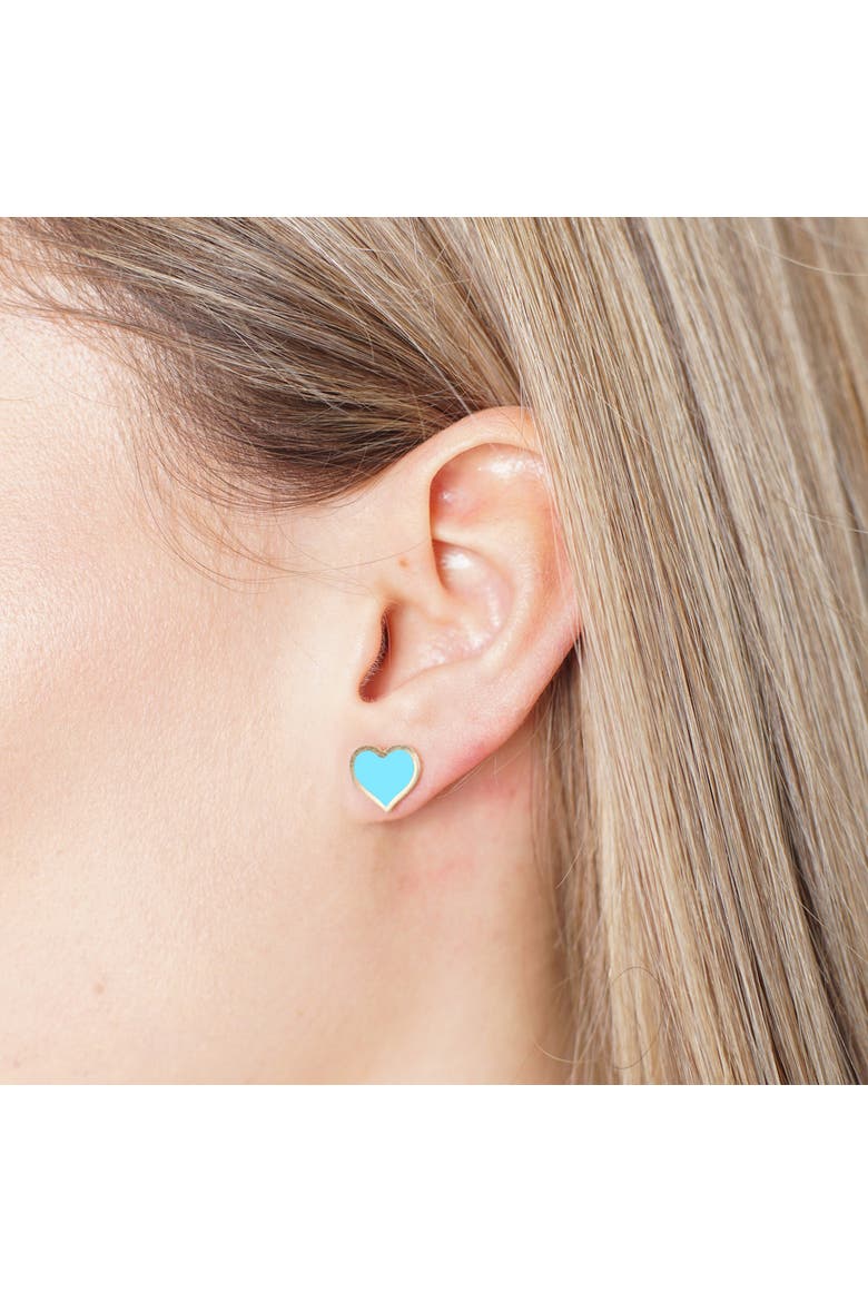 Large Turquoise Heart Stud Earrings, Alternate, color, Turquoise