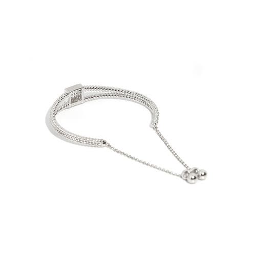 Zarux Twist Square White Bracelet In Gold