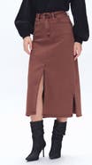 Bayeas Lila Slit Hem Denim Midi Skirt