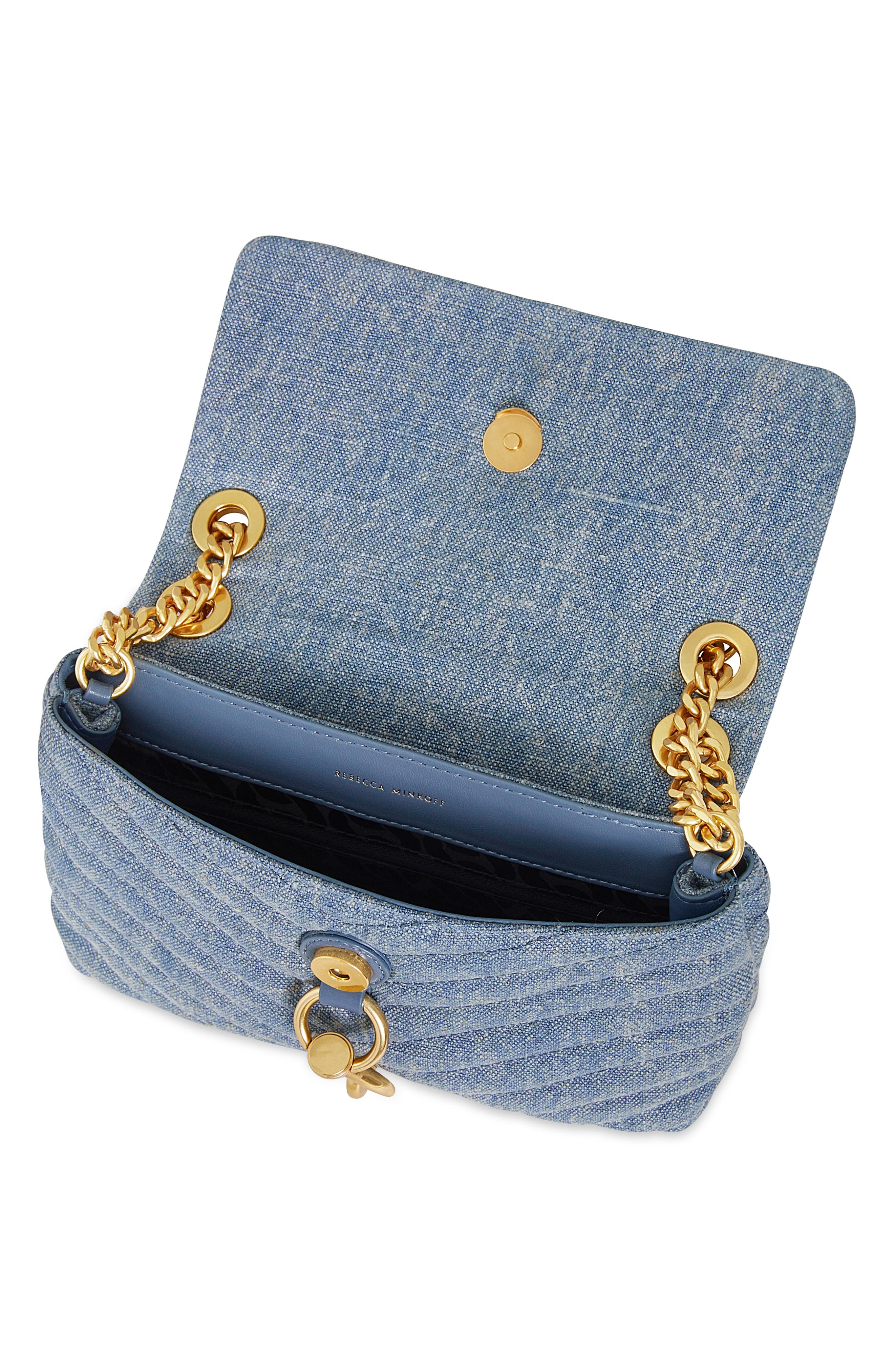 Rebecca Minkoff Edie Quilted Denim Convertible Crossbody Bag, Alternate, color, 