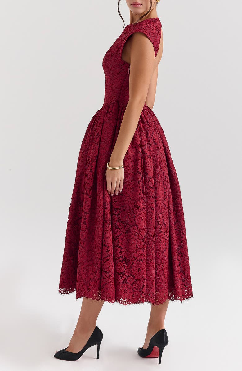 HOUSE OF CB Debutante Open Back Lace Midi Dress, Alternate, color, Rose Lace