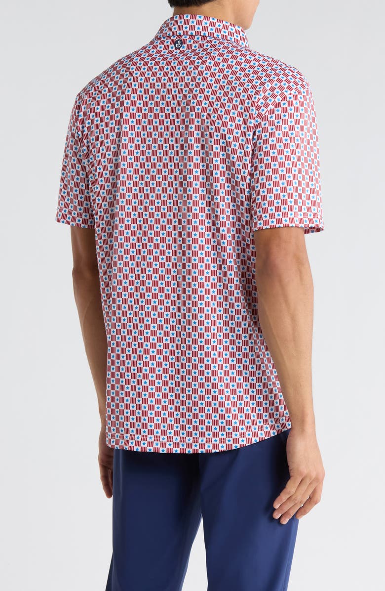 Swannies Waylon Stars & Stripes Print Performance Golf Polo, Alternate, color, Red/ Blue Multi