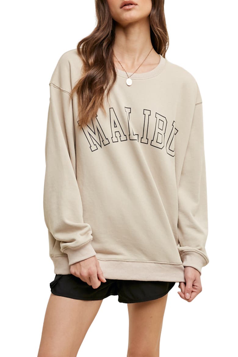 Malibu Oversized Graphic Sweatshirt, Main, color, NATURAL