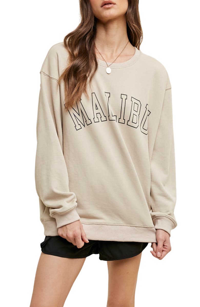 WISHLIST Malibu Oversized Graphic Sweatshirt, Main, color, Natural