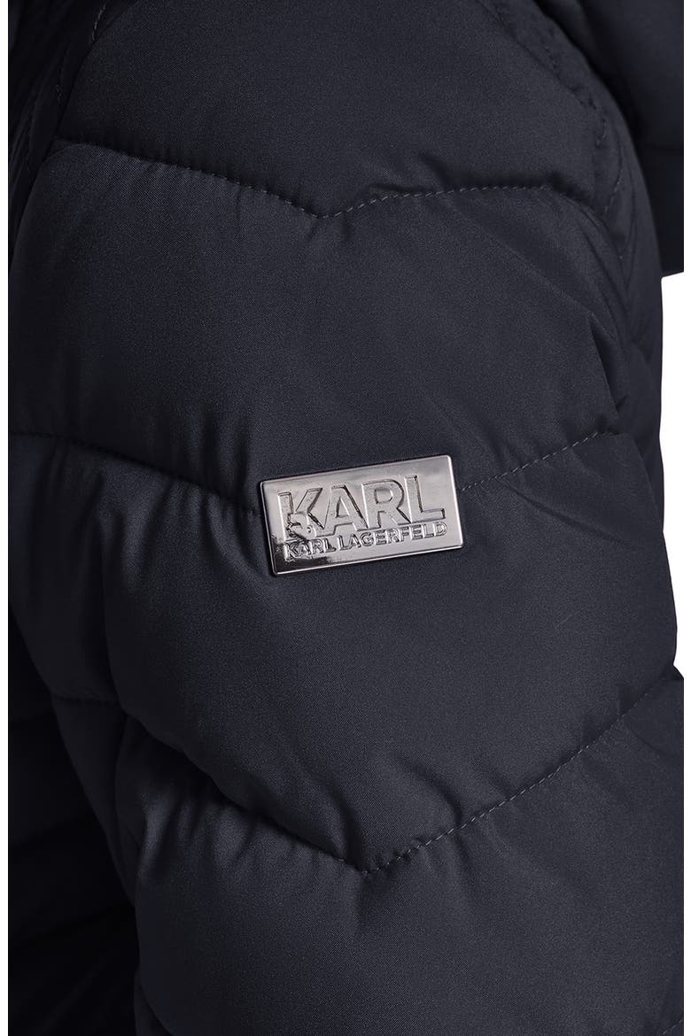Chevron Quilted Hooded Puffer Jacket, Alternate, color, BLACK