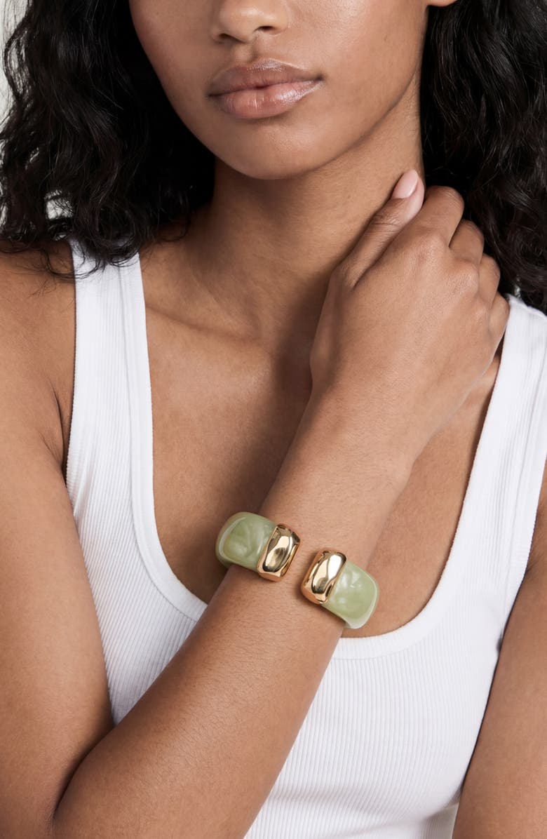 Ettika Carved Relic Cuff, Alternate, color, Olive