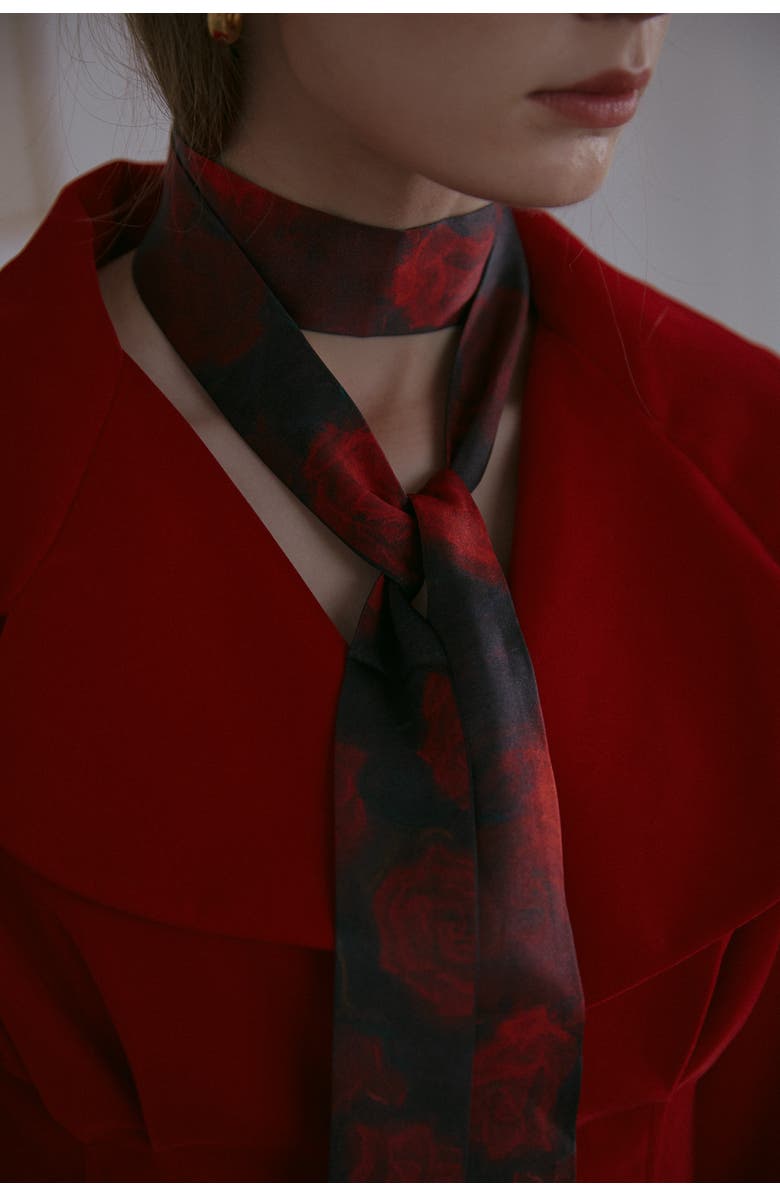 Lost Pattern La Rosa Silk Skinny Scarf, Alternate, color, Red