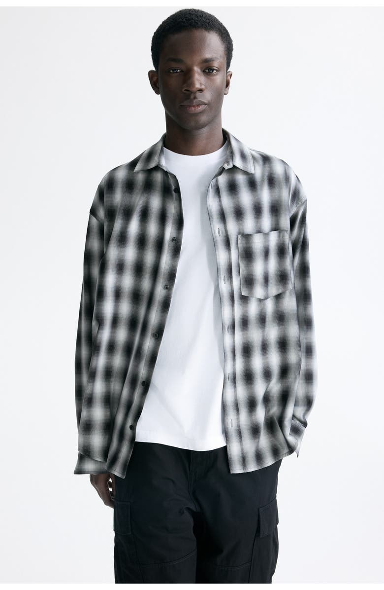 H&M Relaxed Fit Shirt, Alternate, color, Dark Gray/Checked