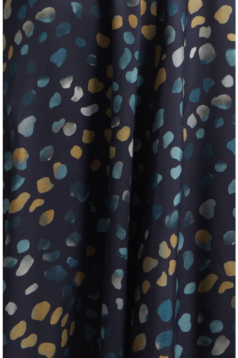 Painted Spot Tie Neck Midi Dress, Alternate, color, NAVY