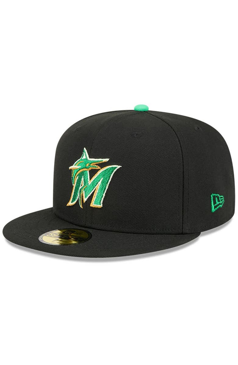 New Era Men's New Era  Black Miami Marlins 2026 St. Patrick's Day 59FIFTY Fitted Hat, Alternate, color, Black